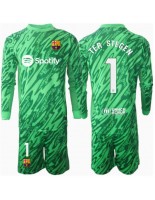 Barcelona Ter Stegen #1 Brankářské Venkovní dres pro děti 2024-25 Dlouhý Rukáv (+ trenýrky)